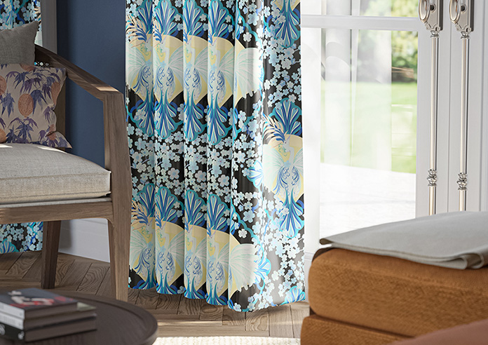Faded Glamour, China Blue Black - Made To Measure Curtains - Image 5